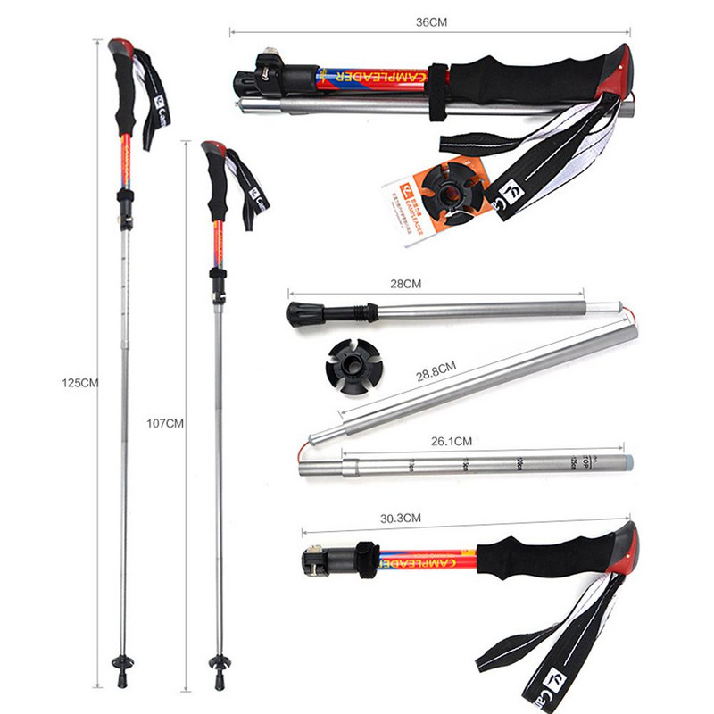 Styles EVA Χειρολαβή Αλουμινίου Εξωτερικοί πτυσσόμενοι στύλοι πεζοπορίας Εργαλείο πεζοπορίας κάμπινγκ Πτυσσόμενα μπαστούνια Τηλεσκοπικό ραβδί
