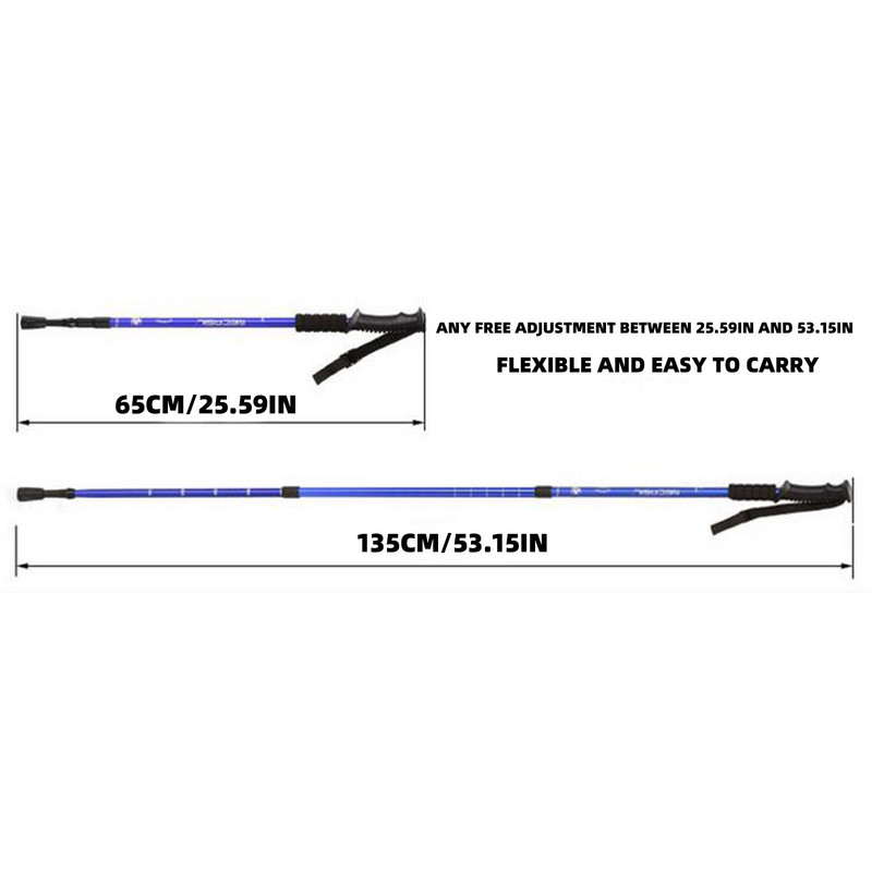 Baston de trekking din aliaj de aluminiu cu maner drept Bas telescopic de absorbtie a socurilor Baston de trekking pliabil pentru alergare in aer liber Baston de mers @40