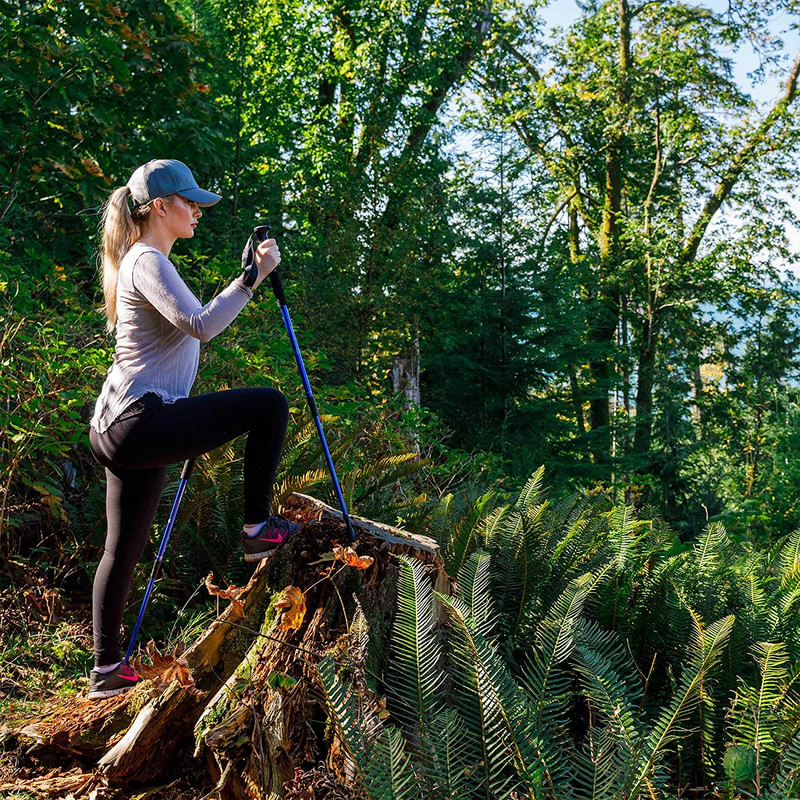 Baston de drumeție pliați în aer liber, de camping, de mers pe jos, de drumeție, de baston telescopic din aluminiu ultra-ușor pentru bătrâni