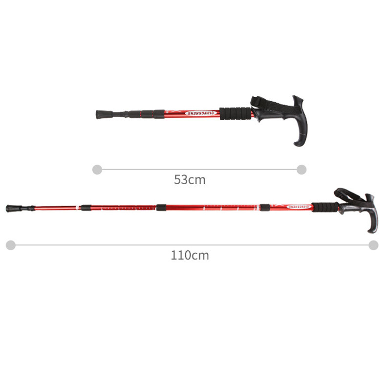 Baston de drumeție pliați în aer liber, de camping, de mers pe jos, de drumeție, de baston telescopic din aluminiu ultra-ușor pentru bătrâni