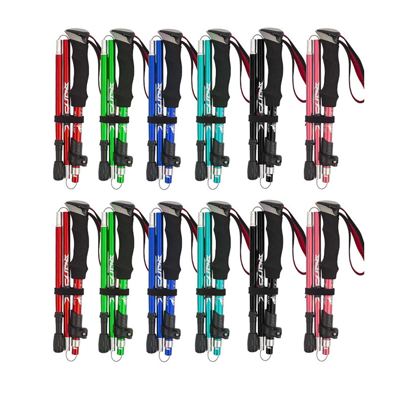 5 sekciju āra salokāms pārgājienu nūjas kempinga pārnēsājams pārgājienu nūja Ziemeļvalstu vecāka gadagājuma cilvēku teleskopiskais klubs, viegli ievietojams somā