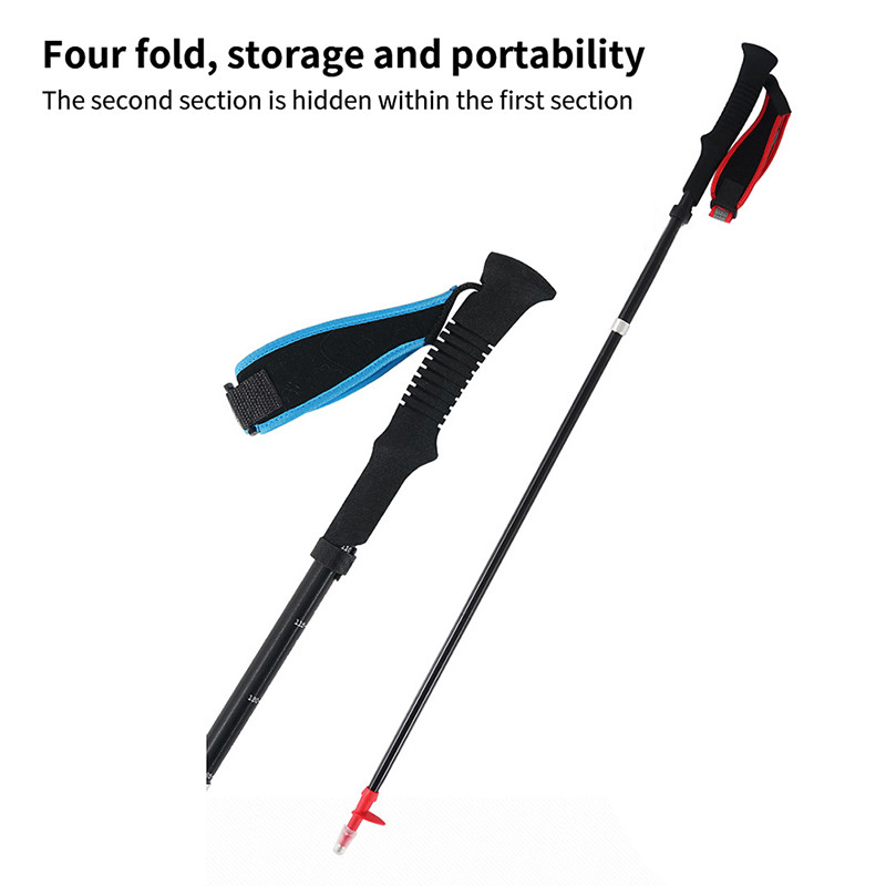 Teleskopski štap za hodanje s 4 dijela, podesivi štapovi za planinarenje, aluminijska legura, ultra lagani prijenosni sklopivi štap za planinarenje