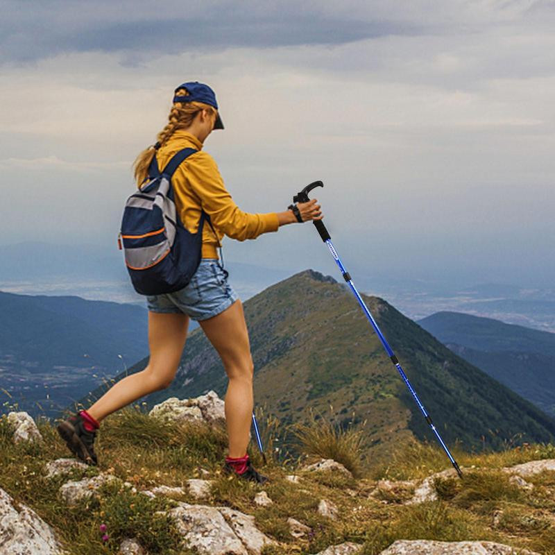 2db Ultrakönnyű túrabotok Sétapálcák Túrabotok Összecsukható alumínium sétapálcák T-alakú fogantyús mászóbotok