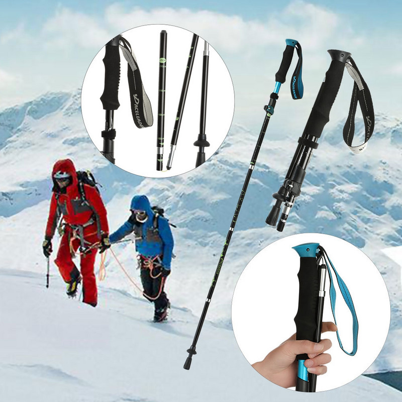 Mâner EVA Instrument portabil din aluminiu pentru drumeții de camping Băț telescopic Bastoane pliabile de mers Bețe pliante de trekking
