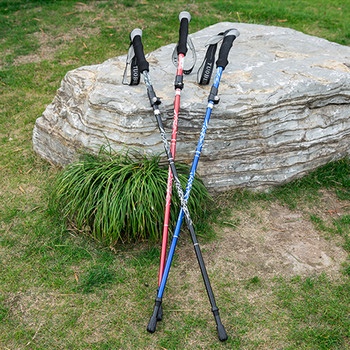 Alpenstocks Outdoor Fold Trekking κοντάρια Κάμπινγκ Φορητό μπαστούνι πεζοπορίας για περπάτημα Τηλεσκοπικός εξοπλισμός εξωτερικού χώρου από μπαστούνι