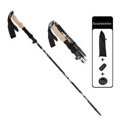 5 sektsiooni kokkupandav matkakepp välissporditööriistad Looduslikud matkatarvikud Ülikerged alumiiniumsulamist ohutustarbed