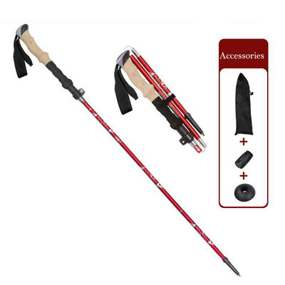 5 sektsiooni kokkupandav matkakepp välissporditööriistad Looduslikud matkatarvikud Ülikerged alumiiniumsulamist ohutustarbed