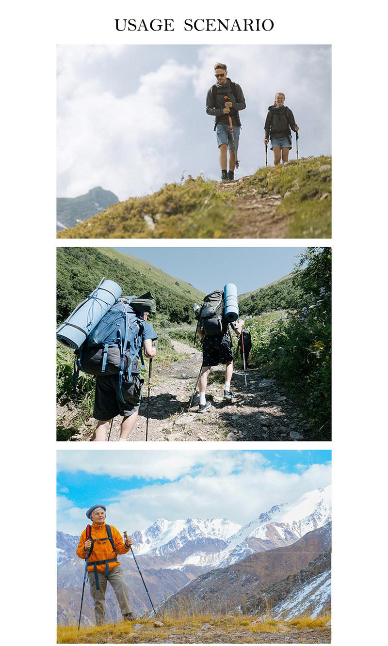 5 sektsiooni kokkupandav matkakepp välissporditööriistad Looduslikud matkatarvikud Ülikerged alumiiniumsulamist ohutustarbed