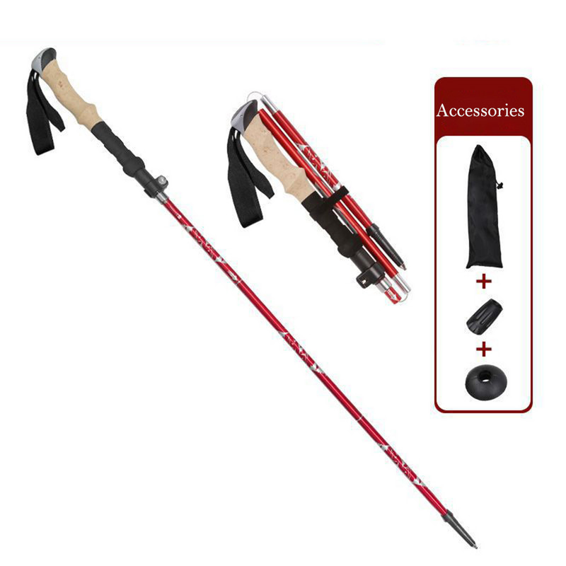 5 sektsiooni kokkupandav matkakepp välissporditööriistad Looduslikud matkatarvikud Ülikerged alumiiniumsulamist ohutustarbed