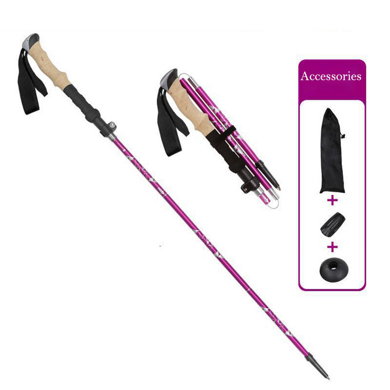 5 sektsiooni kokkupandav matkakepp välissporditööriistad Looduslikud matkatarvikud Ülikerged alumiiniumsulamist ohutustarbed