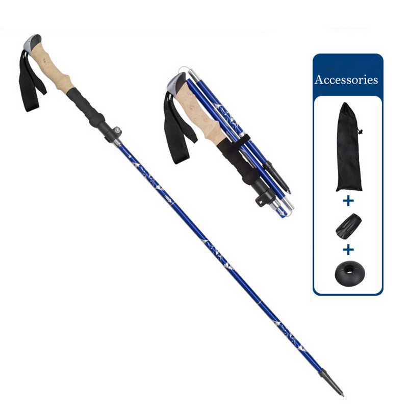 5 sektsiooni kokkupandav matkakepp välissporditööriistad Looduslikud matkatarvikud Ülikerged alumiiniumsulamist ohutustarbed