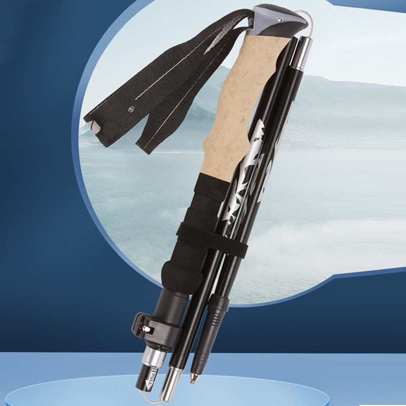 5 sektsiooni kokkupandav matkakepp välissporditööriistad Looduslikud matkatarvikud Ülikerged alumiiniumsulamist ohutustarbed