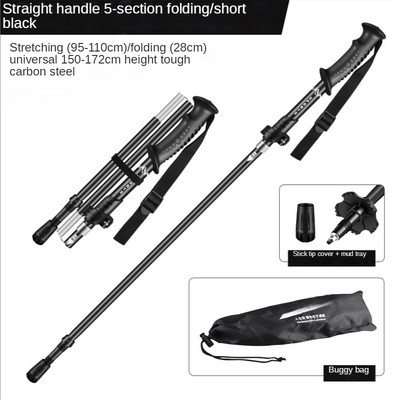 Alpinizmo lazda, aliuminio lydinio sulankstoma 5 sekcijų lengva ir trumpa teleskopinė lauko rankinė laipiojimo ramentai Laipiojimo lazda