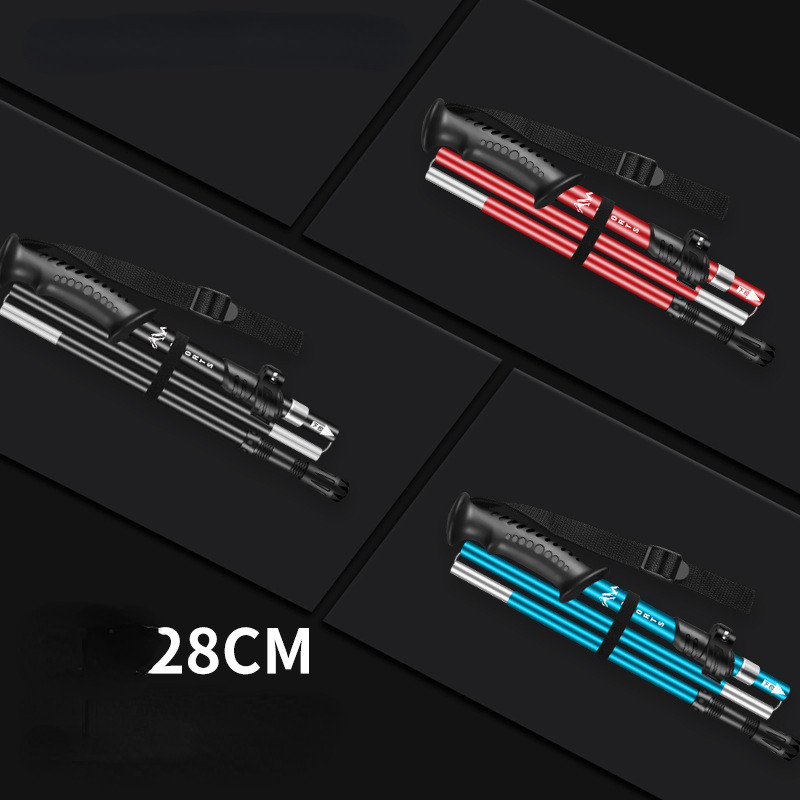 Alpinizmo lazda, aliuminio lydinio sulankstoma 5 sekcijų lengva ir trumpa teleskopinė lauko rankinė laipiojimo ramentai Laipiojimo lazda