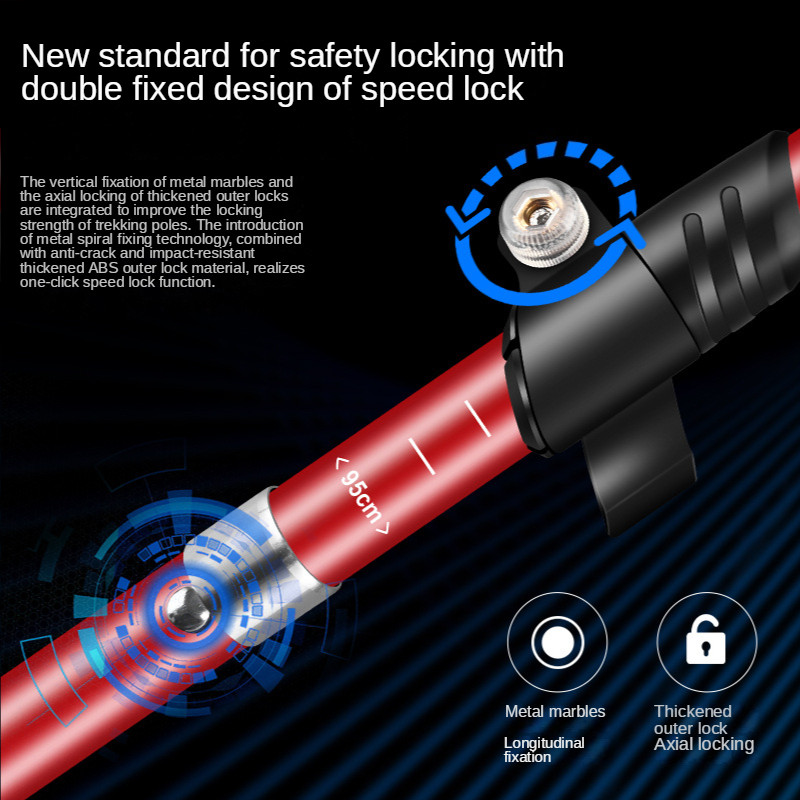Alpinizmo lazda, aliuminio lydinio sulankstoma 5 sekcijų lengva ir trumpa teleskopinė lauko rankinė laipiojimo ramentai Laipiojimo lazda