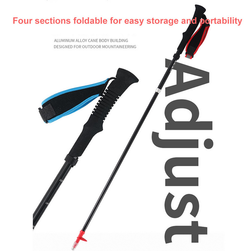 Outdoor Fold Trekikepp Camping Kaasaskantav matkakepp Põhjamaade eakatele Teleskoopklubi Lihtne kotti panna треккинговые палки