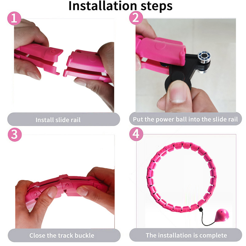 24/27/30 Sekcijos Reguliuojami sportiniai lankeliai Pilvo plonumo juosmens pratimas Nuimamas Hoola masažas Fitneso lankas Treniruotės svorio metimas