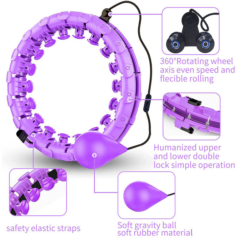 24 Sektsioon Fitness Smart Sport Hoop Õhuke vöökoht Harjutus Eemaldatavad Massaažirõngad Fitnessivahendid Jõusaal Kodu Treening Kaalulangus