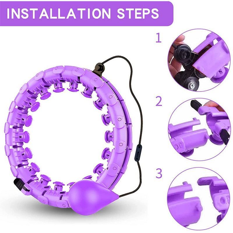 24 Sektsioon Fitness Smart Sport Hoop Õhuke vöökoht Harjutus Eemaldatavad Massaažirõngad Fitnessivahendid Jõusaal Kodu Treening Kaalulangus