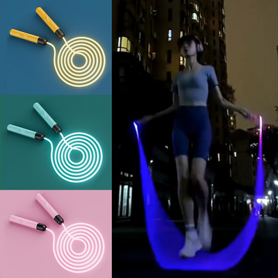 Фитнес регулируемо нощно светещо скачащо въже за упражнения LED скачащи въжета Светят консумативи на открито Преносимо тренировъчно спортно оборудване
