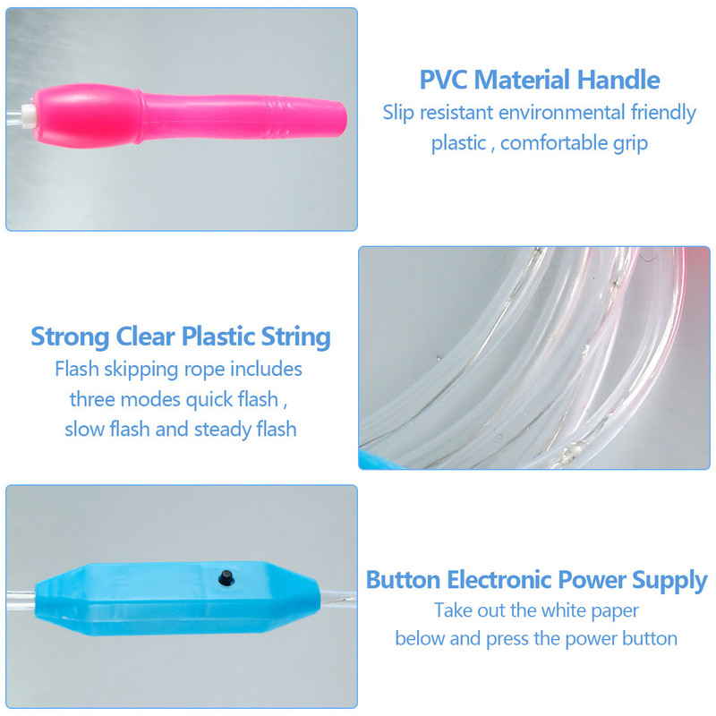 LED apšvietimas šokdynėms reguliuojamas fitneso šokinėjimo virvių kabelis vaikams naktinės mankštos fitneso treniruotės sporto spalvos atsitiktinės