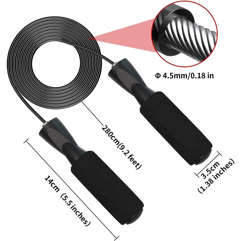Sârmă de oțel reglabilă, fără încurcături, frânghie de săritură durabilă pentru bărbați, femei, frânghie de viteză, box, antrenament de anduranță cardio