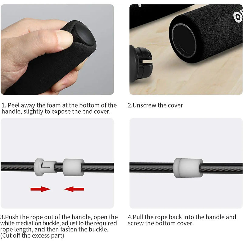 Sârmă de oțel reglabilă, fără încurcături, frânghie de săritură durabilă pentru bărbați, femei, frânghie de viteză, box, antrenament de anduranță cardio