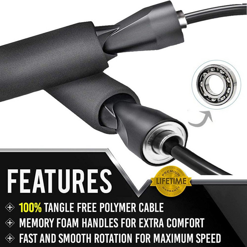 #H40 Exercițiu Box Coarda de sărit Viteza de rulment reglabilă Fitness Antrenament negru Coarda de sărit Antrenament fitness acasă