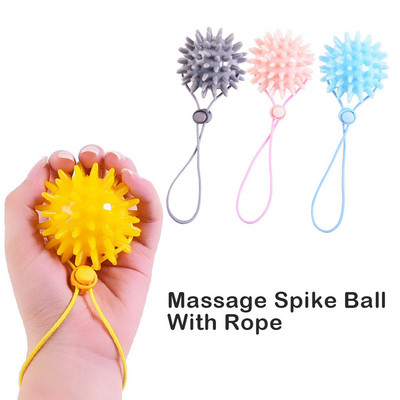Издръжлива 6CM TPR Spiky Massage Grip Ball with Rope String Spike Massager Trigger Point Hand Yoga Ball Тренажор за рехабилитация на ръцете