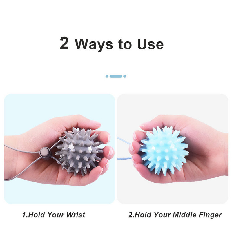 Ανθεκτικό 6cm TPR Spiky Grip Ball μασάζ με σχοινί String Spike Massager Trigger Point Hand Yoga Ball Hand Rehabilitation Trainer