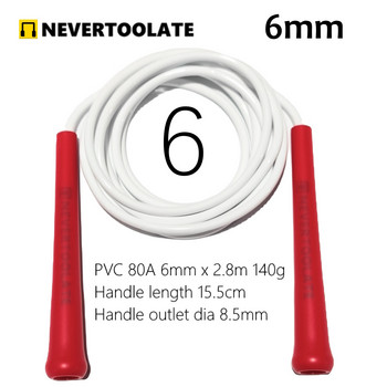 JR100-6 140 грама 6 mm диаметър PVC въже за скачане 15,5 cm средно дълга дръжка NEVERTOOLATE ДОБРО КАЧЕСТВО
