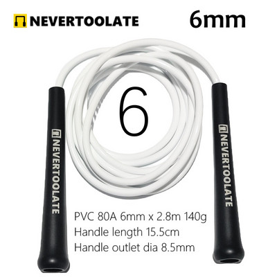 JR100-6 140 grammos 6 mm átmérőjű PVC ugrókötél 15,5 cm középhosszú nyél NE SZEREZZEN JÓ MINŐSÉGET