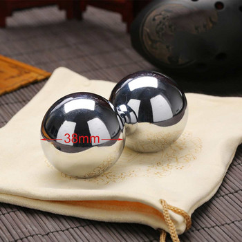 Китайски баодински топки Фитнес Хандбал Здраве Упражнение Стрес Релаксационна терапия Хромирана топка за масаж на ръцете 38/48 мм