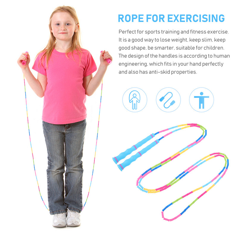 Προπόνηση με σχοινί Άλμα με σχοινιά Άσκηση με χάντρες παράλειψη Παιδικά αθλητικά είδη γυμναστικής Εξοπλισμός ζυγισμένο καλώδιο εξωτερικού χώρου για κορίτσια