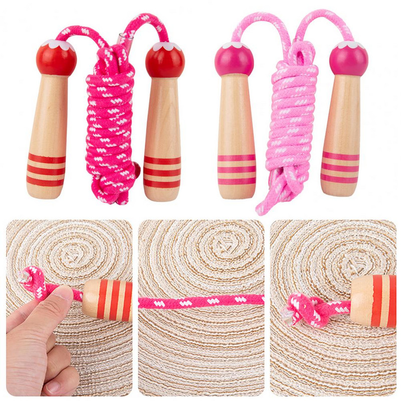 Coarda de sarit Coarda de sarit compacta Rezistenta la abraziune Rezistenta la uzura Desene animat practic Mâner din lemn Lungime reglabila Coarda de sarit