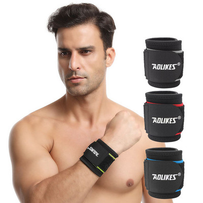 AOLIKES 1PCS Регулируема спортна гривна Wrist Brace Wrap Bandage Support Band Gym Strap Безопасен спортен протектор за китката Ленти за ръце