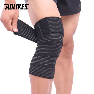 AOLIKES 1PCS elastne sidemega teip Sport põlvetoega rihm säärekaitse kompressioonikaitse pahkluu sääre randmemähisele