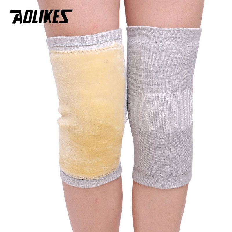 AOLIKES 1pair külmavastased põlvekaitsmed pluss Gold Velvet ennetavad artriidi hoiavad soojas põlvekaitse, toetab hingav paks põlvekaitse