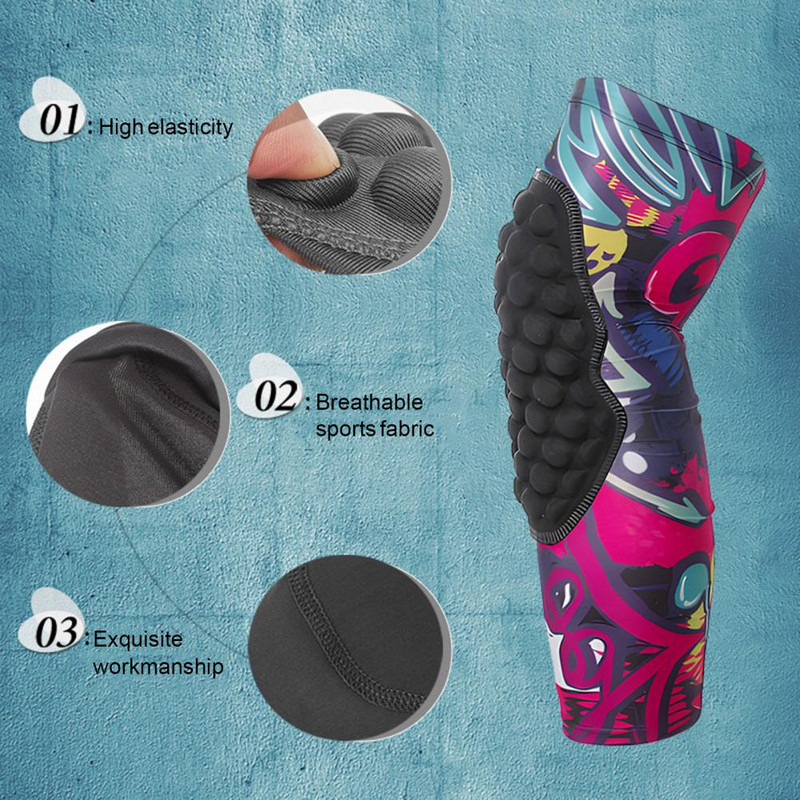 1 bucă genunchiere confortabilă, înaltă elastică, design în fagure de miere, echipament sport de protecție, genunchiere pentru baschet