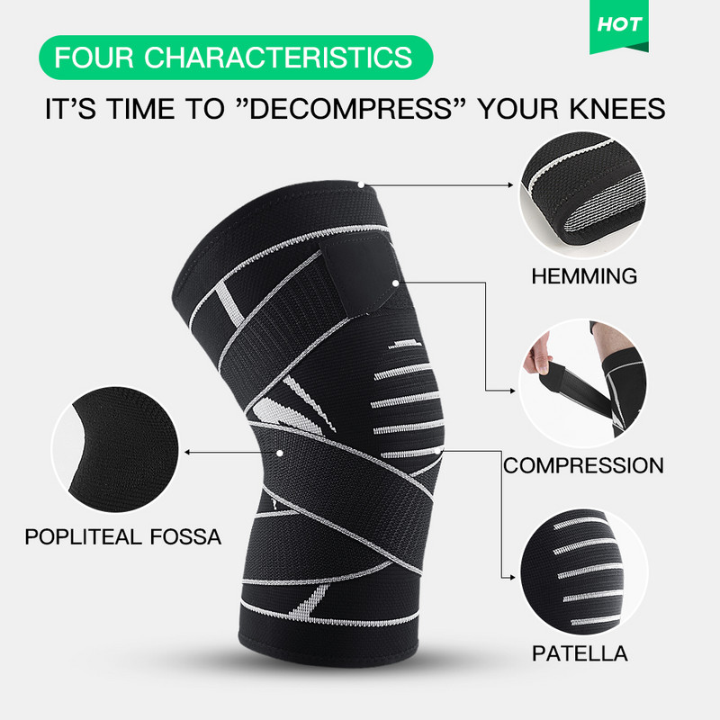 Kyncilor 1PC Genunchier Antiderapant Genunchi Compresie Maneca Sport Genunchiere Alergare Baschet Fitness Ciclism Tenis Suport pentru genunchi