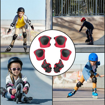 Fashion 6Pcs/σετ Παιδικά Παιδικά Επιγονατάκια Ποδήλατο Skateboard Πατινάζ Ποδηλασία Προστασία αγκώνων Παιδική προστασία σκούτερ