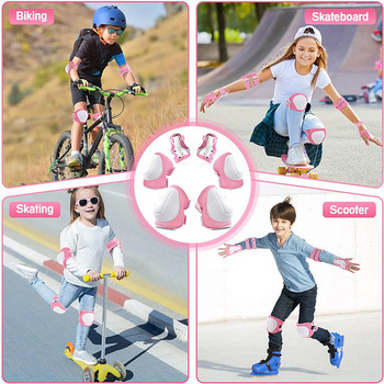 6 σε 1 παιδικό σετ προστατευτικών εργαλείων για νήπια Μαξιλαράκια αγκώνων και γονάτων με προστατευτικό καρπού για πατινάζ, ποδηλασία με ποδήλατο Rollerblading
