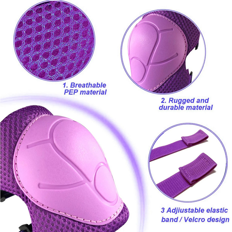 6-ühes lastele mõeldud väikelaste kaitsevarustuse komplekt küünarnuki- ja põlvekaitsmed koos randmekaitsega rulluisutamiseks jalgrattaga rulluisurattaga