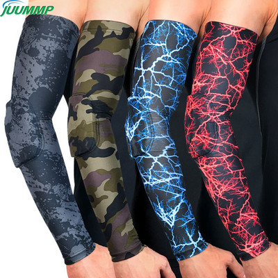 JUUMMP 1Pcs Arm Sleeve Armband Поддръжка на лакътя Баскетболен ръкав Дишаща футболна безопасност Спортна подложка за лакътя Протектор за скоби