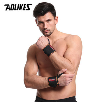 AOLIKES 1 чифт обвивка за китката Вдигане на тежести Фитнес зала за крос тренировка Фитнес Подплатена каишка за скоба за палеца Мощна лента за поддръжка на ръцете Лента за китка