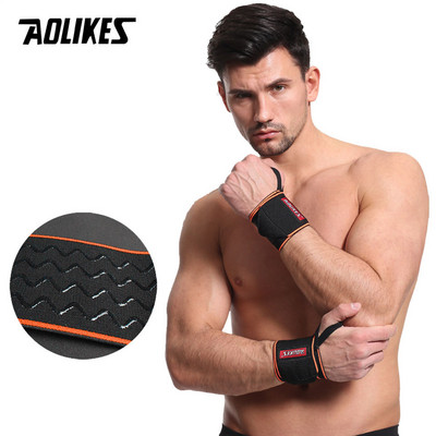 AOLIKES 1Páros csuklótekercs súlyemelő tornaterem Cross Training Fitness Párnázott hüvelykujj merevítő pánt Erőteljes kéztámasz rúd csuklópánt
