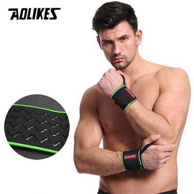 AOLIKES 1Páros csuklótekercs súlyemelő tornaterem Cross Training Fitness Párnázott hüvelykujj merevítő pánt Erőteljes kéztámasz rúd csuklópánt