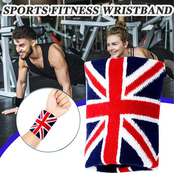 2 бр. Възрастни, деца, бягащи спортни маншети Sweatband UK Wristband Национален дишащ памучен лек дизайн и баскетболен флаг X6K9