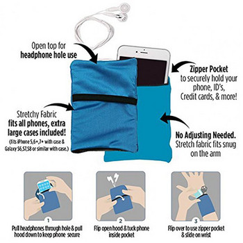 Универсална чанта за китка против загуба, против плъзгане, еластична дишаща чанта за китка, полиестерна чанта за китка, портфейл, чанта за мобилен телефон за открито