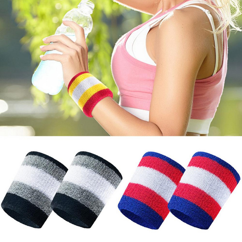 2 bucăți unisex sport bandă anti-transpirație brățară protector pentru încheietura mâinii sală de gimnastică alergare sport de siguranță pentru încheietura mâinii bretetă bandaj înfășurat
